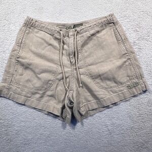 Pal Co Military Issue‎ Linen Blend Shorts Geen Drawstring Pockets Womens